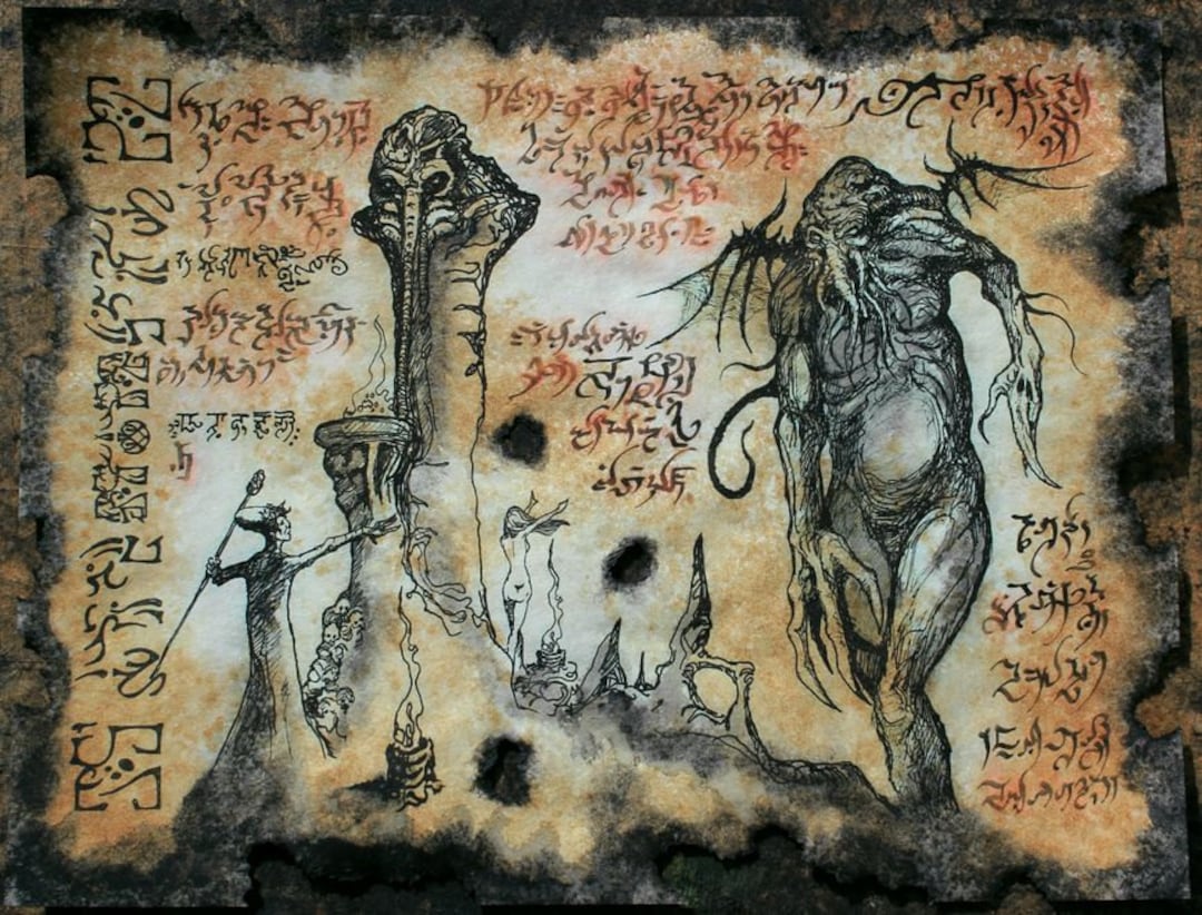 Cthulhu Larp RLYEH RITUALS Necronomicon Page Scroll Magick Occult Witch ...