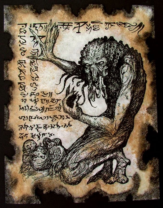 ミゾフチトヨコ 本画・モンスター UNSPEAKABLE MONSTER Cthulhu Larp Necronomicon Fragment - Etsy Norway