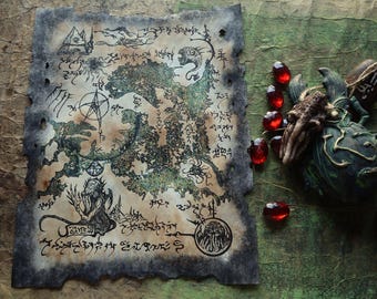 Cthulhu Rlyeh Map Print, Necronomicon Prop, Lovecraft Wall Art, RPG Map, LARP Magic Gift
