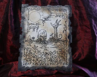 Hour of the Living Dead Necronomicon Page Eldritch Horror Art Print, Cthulhu Mythos Prop, Fantasy LARP Spellbook