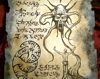 DEMON YAG AMON Cthulhu larp Necronomicon page dark occult witchcraft magick