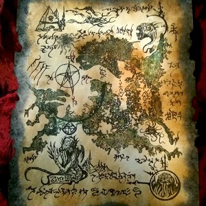 cthulhu RLYEH MAP larp magic rpg prop necronomicon fragments lovecraft dark art