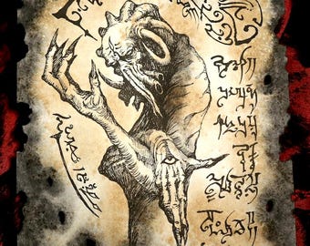 Flayer of Minds necronomicon page larp rpg prop dark art
