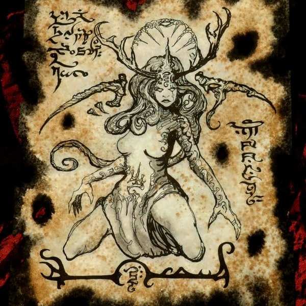 Sorcière déesse cthulhu GN cosplay magie du livre de sorts démon Necronomicon Fragment