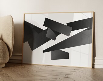 Modern Black and White Abstract Art - Black Bloom No.1