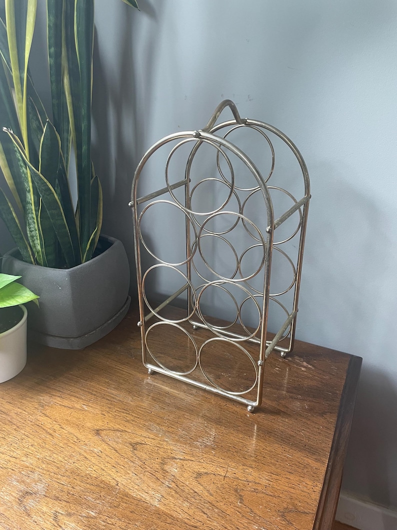 MCM 7-bottle Wine Rack - Vintage Table Top Wine Rack With Handle - Etsy