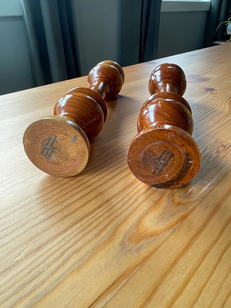 Vintage Turned Wood Candlestick Holders - Set of 2, 8" Tall - Etsy
