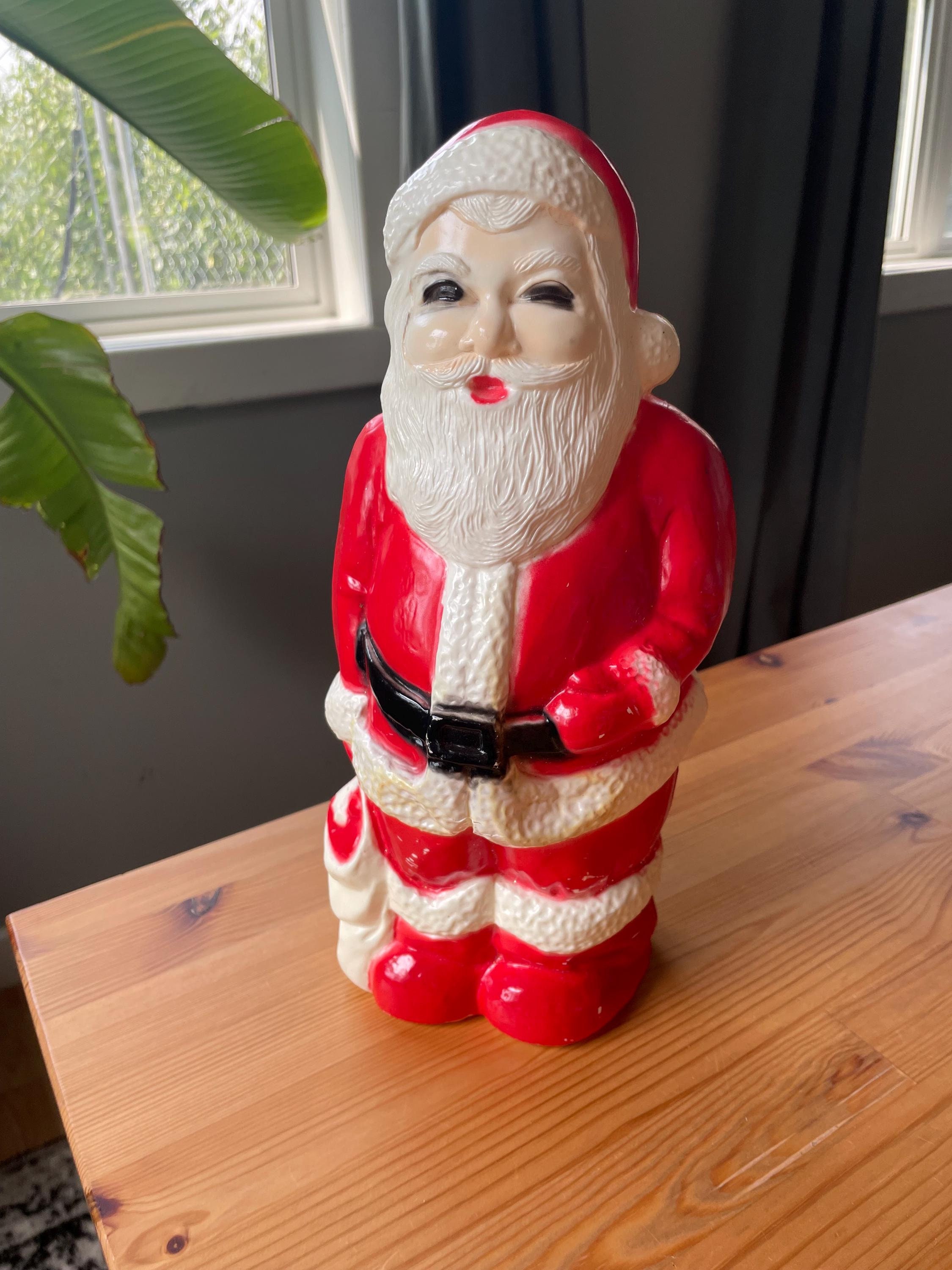 Décoration De Noël Vintage – Maison Lumineuse Père Noël En Résine, Très Bon état