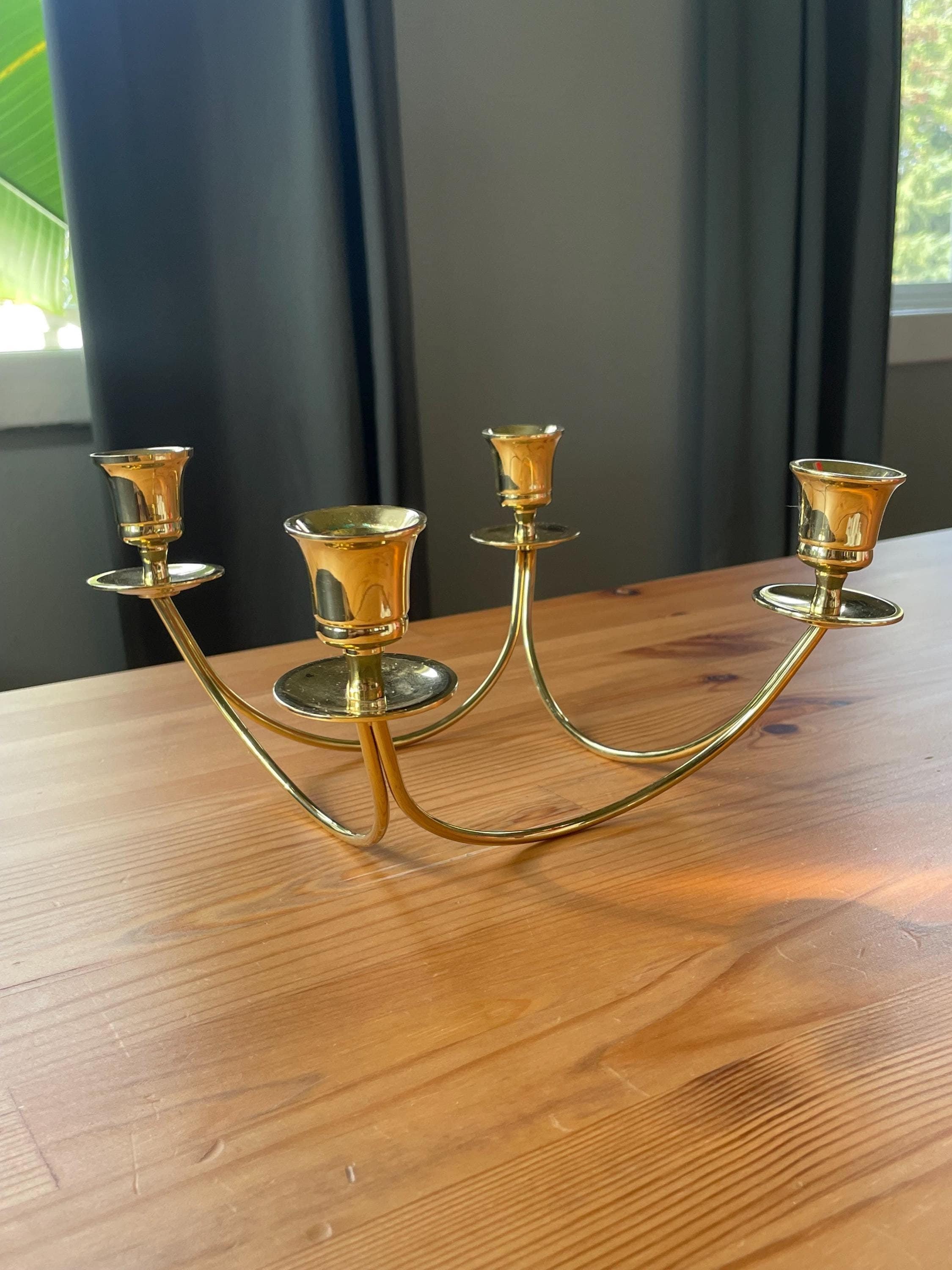Elegant Vintage Partylite 4-Arm Brass Candelabra Candle