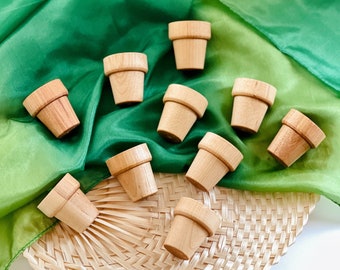 Wooden Flower Pots (Set of 10): Montessori Loose Parts Play