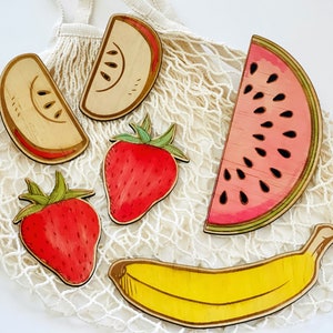 6-pc Fruit Salad Set, Play Food, Fake Food, Fruit Basket, Kids Play House, Wooden Play House, Open Ended Toys, Montessori Preschool