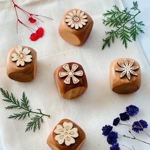 5 piece wooden flower stamps sensory bin toys for kids