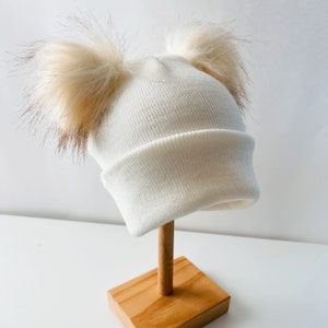 faux fur baby pom pom hat