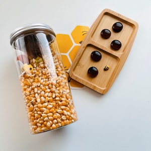 bamboo tinker tray and loose parts bee sensory bin for kids