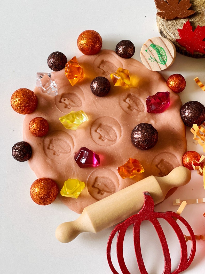 fall sensory bin play dough kit for kids