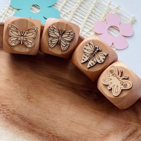 4-pc Butterfly Stamp Set (LARGE), Children Stamps, Wooden Stamps, Mini Stamper, Nature Stamp, Nature Toy, Open Ended Toys, Loose Parts