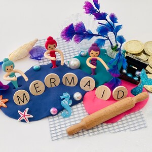 kids mermaid themed playdough kit