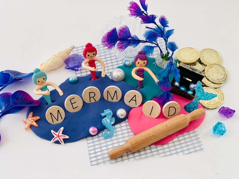 kids mermaid themed playdough kit