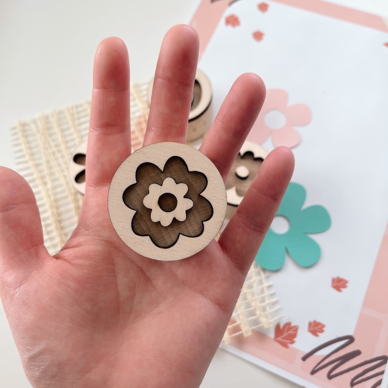 wooden flower stamp for children
