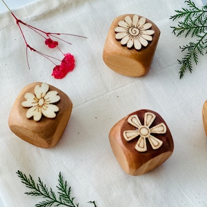 wooden flower playdough stampers open ended toys for loose parts play