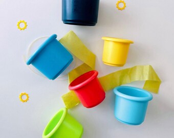 6-pc Stacking Cups, Stacker Toy, Montessori Puzzle, Rainbow Stacking Toy, Montessori Baby Toys, Open Ended Toys, Fine Motor