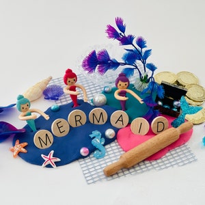 mermaid themed playdough kit for kids