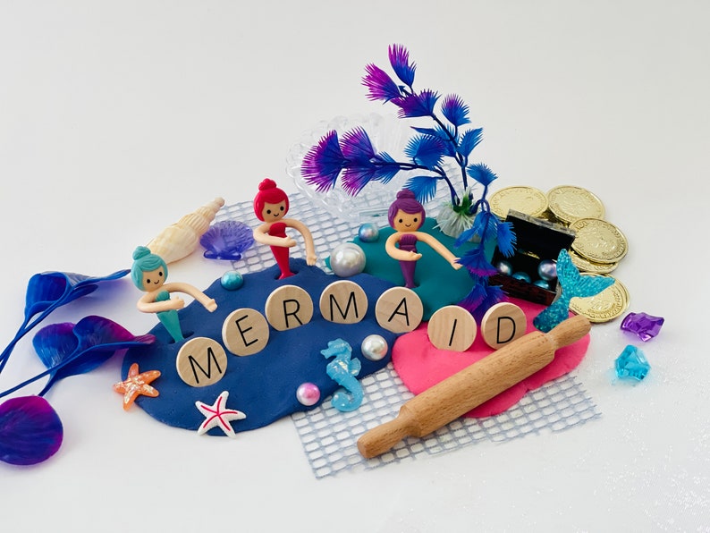 mermaid themed playdough kit for kids
