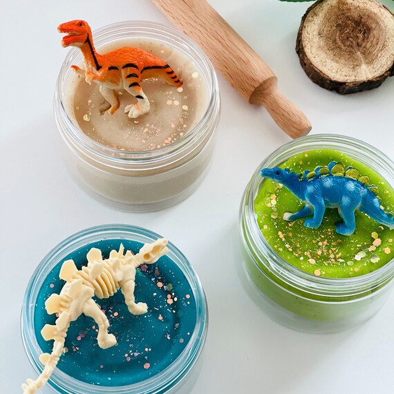 Dino-Mite Play Dough Kit: 42-pc Sensory Bin with Scented Slime