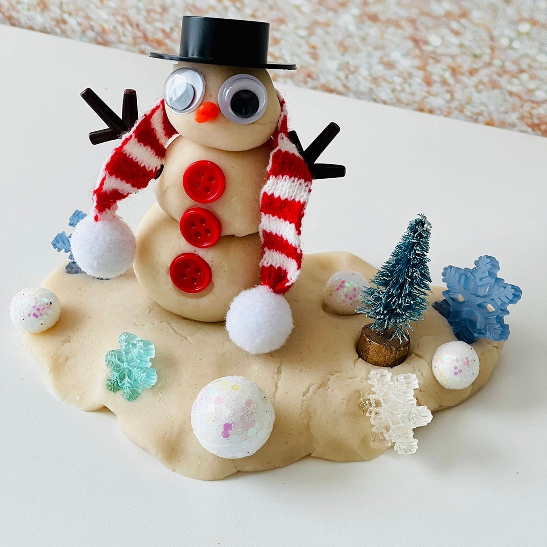 Snowman Play Dough Kit: Winter Sensory Bin With Loose Parts - Etsy