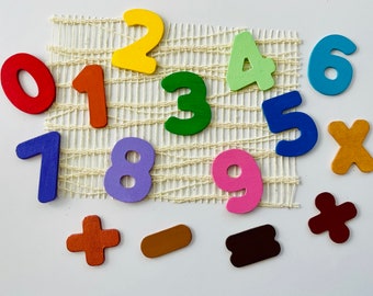 61-pc Rainbow Number Set, Wooden Numbers, Counting Toy, Sorting Toy, Counting Activities, Math Manipulatives, Loose Parts Play