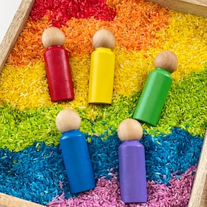 Rainbow Peg Dolls: Montessori Wooden Toys, Play Therapy