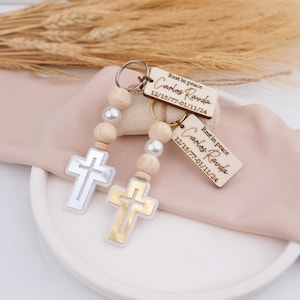 Custom Memorial Service Favors with Cross Keychain Favors, Personalized Funeral Favors for Guest, Sympathy Favor, In Loving Memory of