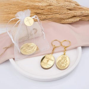 Portachiavi a croce personalizzati / Eleganti bomboniere per matrimoni / Save-the-date, battesimo, regali per gli ospiti di fidanzamento / Ricordo cristiano rustico della chiesa