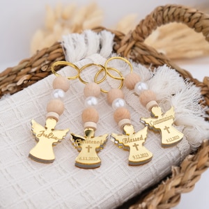 Personalized Mini Wooden Baptism Keychain Favors, First Communion Favors, Mi Bautizo, Unique Baptism Favors for Guest