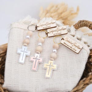 Baptism & Christening Favors - Personalized Cross Keychains for Guests, Baby Dedication Souvenirs, Bulk Orders for Boys and Girls