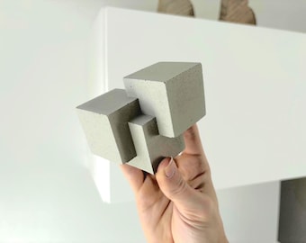 Concrete Cube Paperweight - Modern Geometric Home Decor - Industrial Style Desk Accessory - Minimalist Office Art