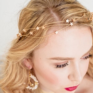 STELLA Mariage couronne complète bandeau de style grec Mariée couronne florale étoiles plaquées or MADE to ORDER image 1