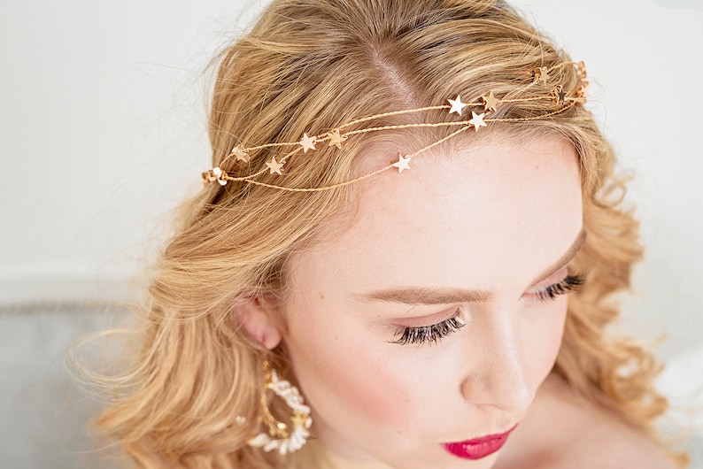 STELLA Mariage couronne complète bandeau de style grec Mariée couronne florale étoiles plaquées or MADE to ORDER image 1