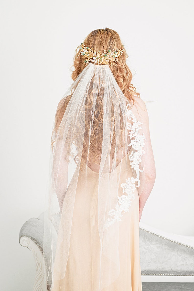 Wedding Veil SUZANNA, made to order, pure Silk Veil, Circle Veil, One Tier Veil , Bridal Veil, Fingertip Veil, lace veil image 7
