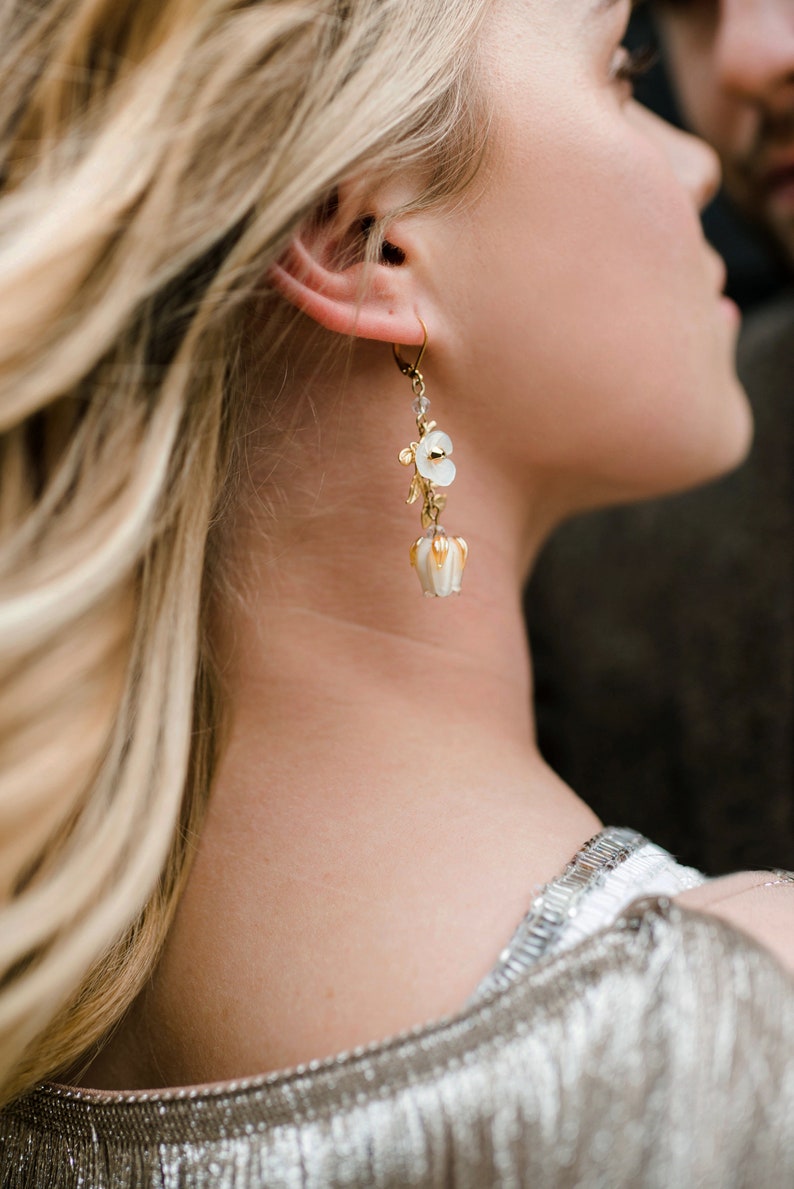 Boucles d'oreilles en fleur de mariée ROSETTA boucles d'oreilles lustre en or image 6