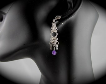 Mirrored chainmaille amethyst earrings