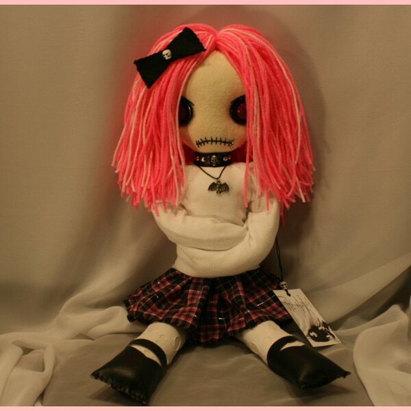 OOAK Hand Stitched Psycho Rag Doll Creepy Gothic Folk Art By Jodi Cain