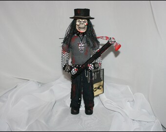 Sculpted Bendable Posable Art Doll With Axe Creepy Gothic Folk Art By Jodi Cain Tattered Rags