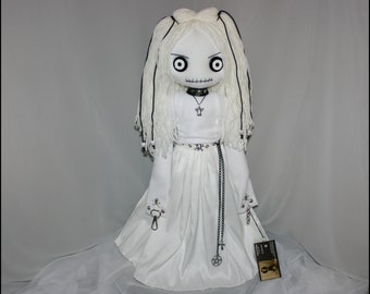 OOAK Spooky Ghost Dead Rag Doll Creepy Gothic Halloween Folk Art By Jodi Cain Tattered Rags