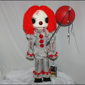 Pennywise Inspired Hand Stitched Clown Rag Doll Creepy Gothic Folk Art by Jodi Cain Tattered Rags image 1