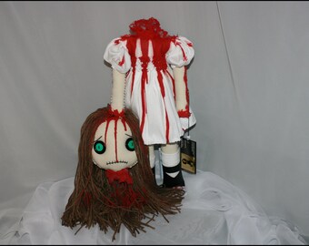 OOAK Bloody Severed Head Hand Stitched Rag Doll Creepy Gothic Horror Folk Art By Jodi Cain Tattered Rags