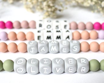 Personalized Baby Pacifier Clip | Silicone & Wood, Newborn Gift