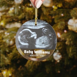 Personalized Baby Ultrasound Ornament, New Baby Ornament, Baby Announcement Christmas Ornament, Gift for New Parents, Pregnancy Announcement