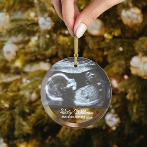 Personalized Baby Ultrasound Ornament, New Baby Ornament, Baby Announcement Christmas Ornament, Gift for New Parents, Pregnancy Announcement
