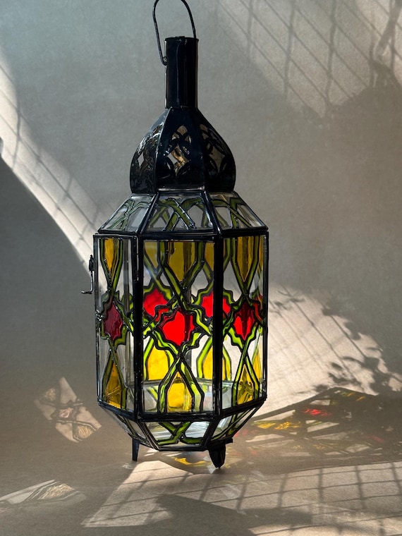 Vintage Stained Glass Lantern